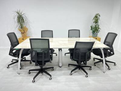 ATOM OFİS-MERMER DEMİR AYAKLI TOPLANTI MASASI KAMPANYALI FİYAT (2 YIL GARANTİ) - 3